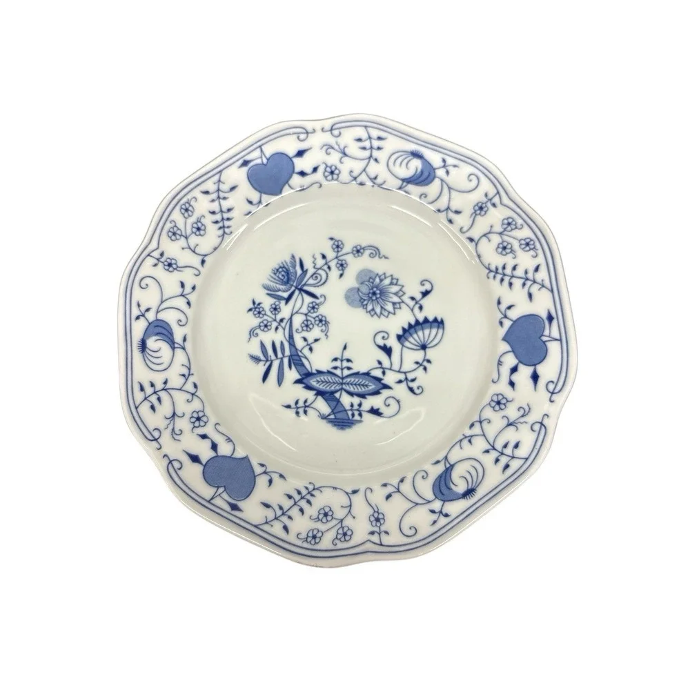 Set of 4 Bohemia Czechoslovakia Inglazed Blue Onion Henriette‎ Plates 7-3/4